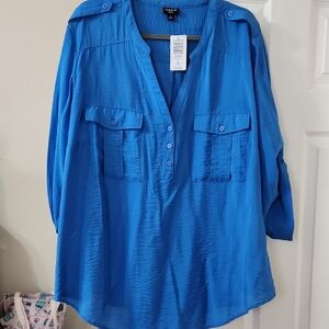 torrid Royal Blue Button-Front Utility Tunic